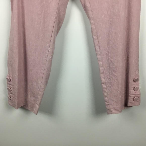 J.Jill Linen Stretch Button Hem Ankle Pants Rosebud Pink - Picture 5 of 12